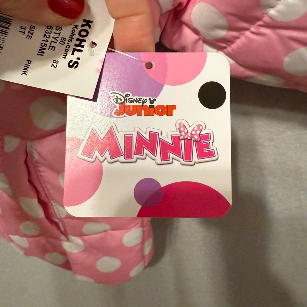 Disney junior Minnie Mouse Girls 3T zip up winter coat/jacket - Picture 4 of 12